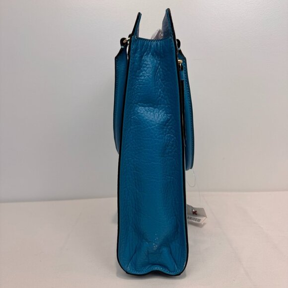 NWT Kate Spade Teal Perforated Leather Tote Bag With Zip Closure & Dual Handles - Picture 5 of 16